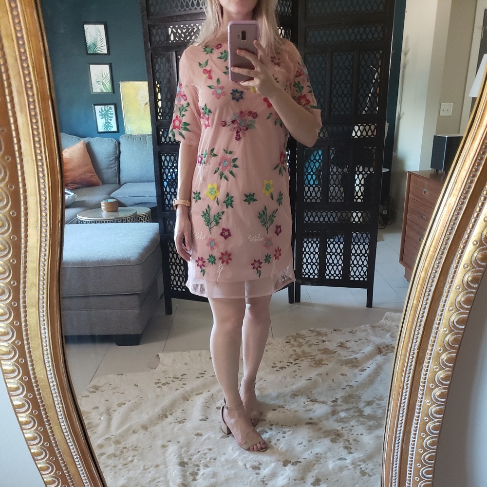ASOS mesh embroidered floral dress